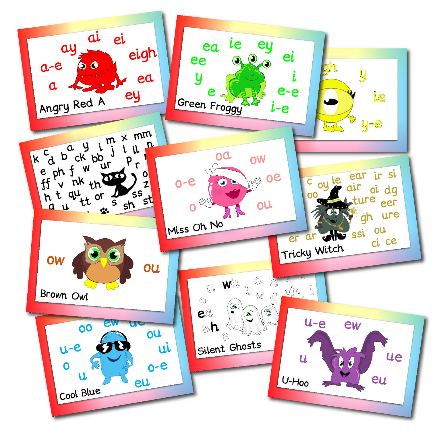 Set Of Spelling Log Books 1A, 1B, 2A And 2B Monster Phonics