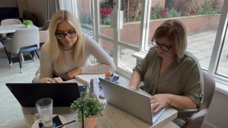 Lucy Werrett and Rhian Rogers, Monster Phonics Schools Success Managers in Wales, planning support for schools together