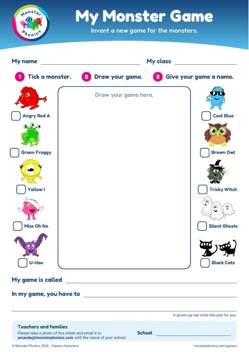 Classic monsters game ideas sheet