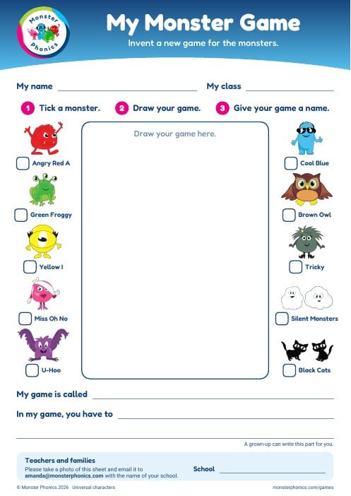 Universal monsters game ideas sheet
